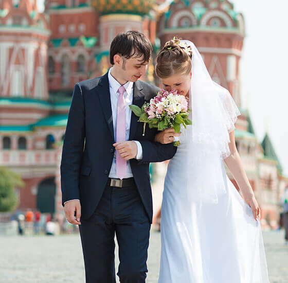 Свадебная прогулка по Москве на Красной площади